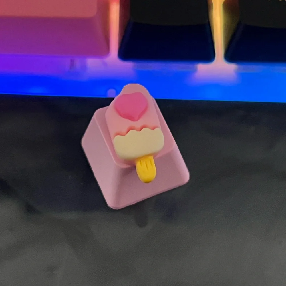 Cute Pink Popsicle Heart Kawaii Keycap, for OEM switches